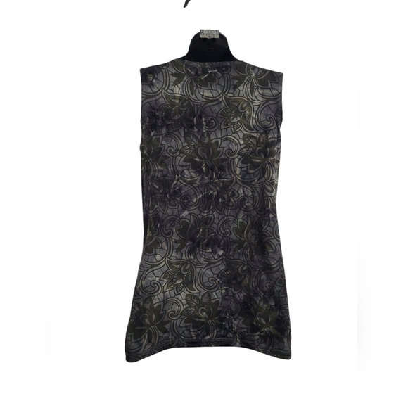 2 FOR💲1️⃣ Reitmans Green/Grey Paisley Floral Print Faux Wrap Sleeveless Blouse - Picture 8 of 11